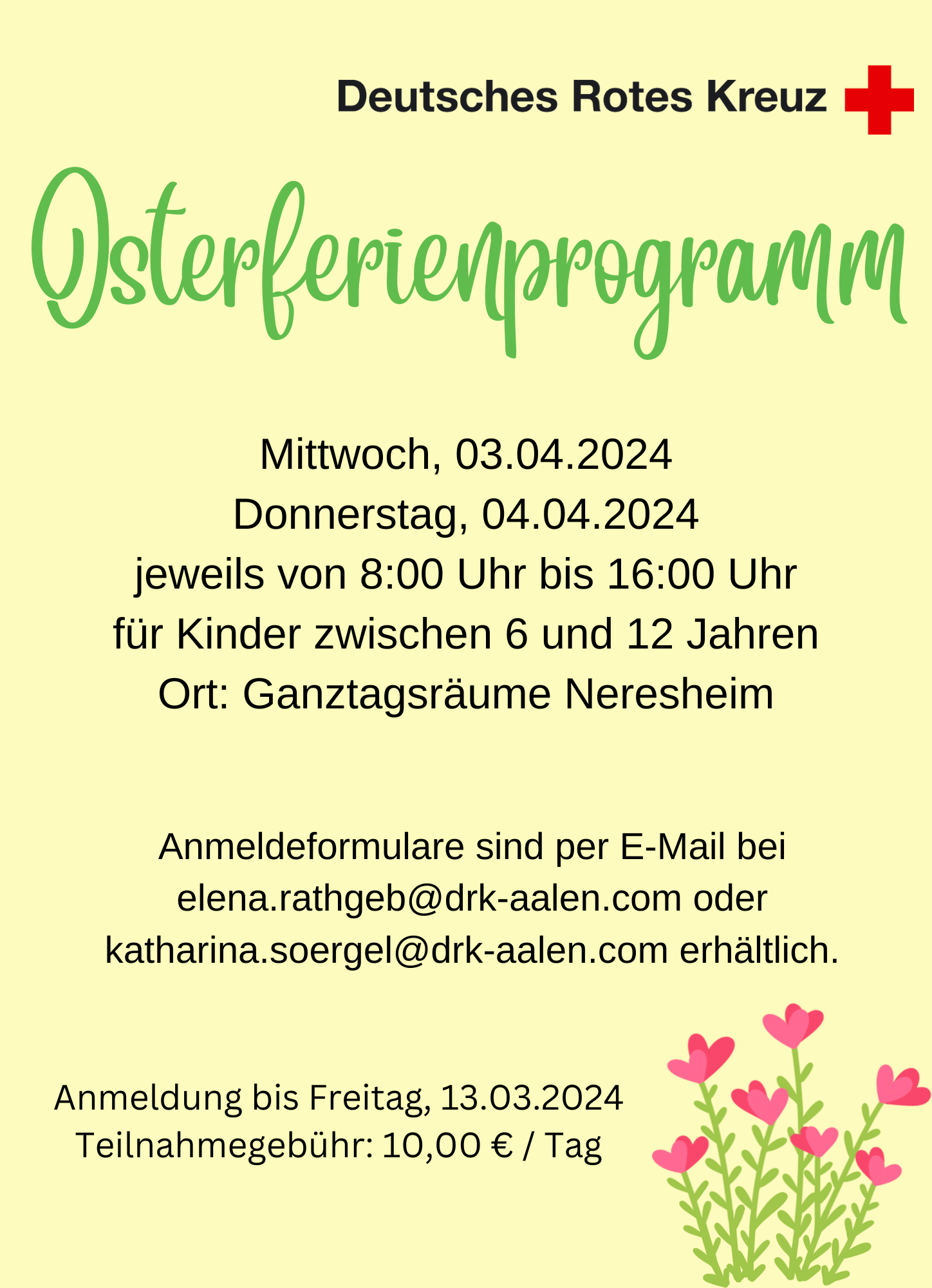 Osterferienprogramm in Neresheim DRK Aalen